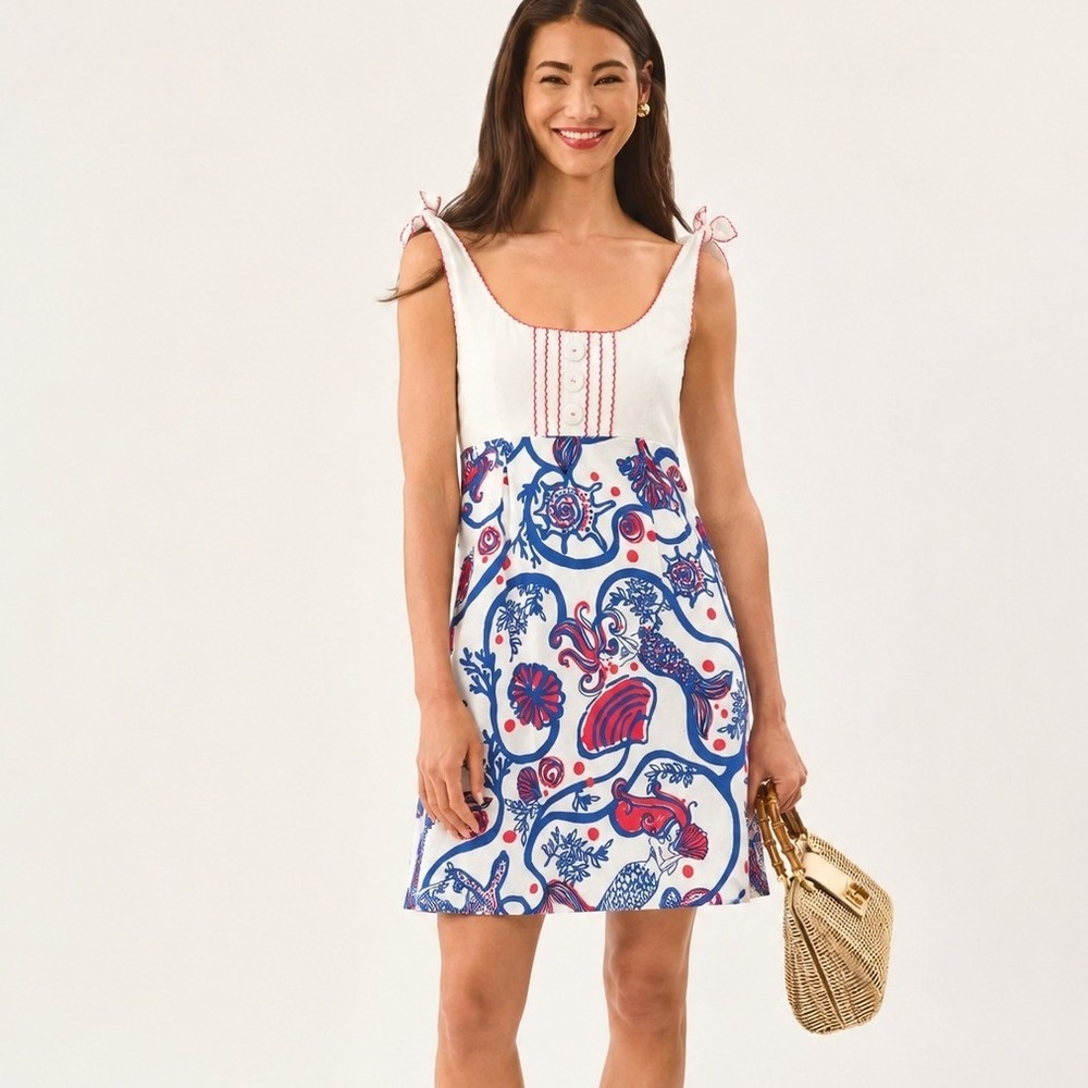 Lilly Pulitzer Size 6 Nautical Mermaid Seashell Tie-Strap Dress